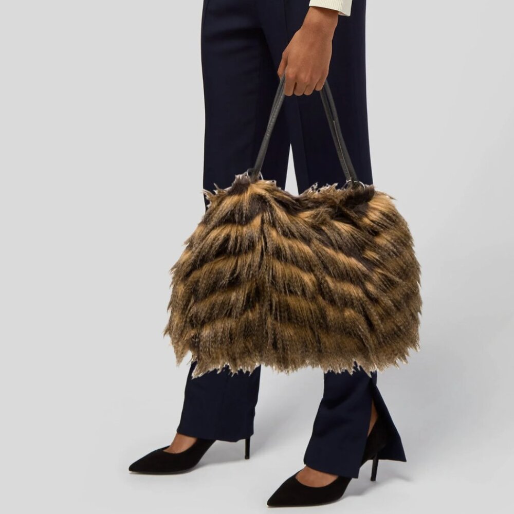 RARE ADRIENNE LANDAU FAUX FUR SHOULDER BAG